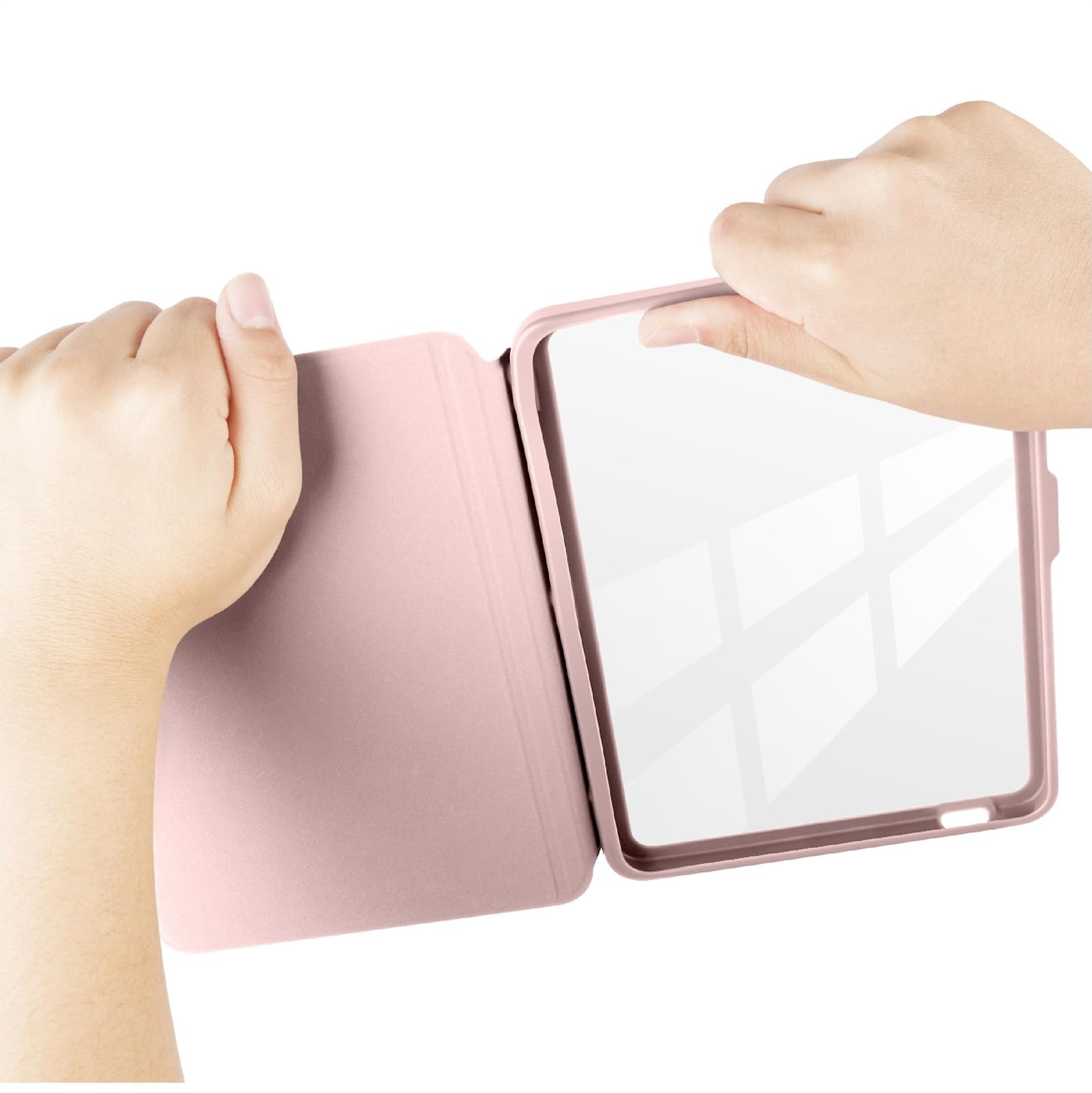 GIOPUEY Cover Compatibile con Kobo Clara Colour/Clara BW/Clara 2E, Flip Pelle + PC TPU Trasparente Guscio Rigido Posteriore - Pink