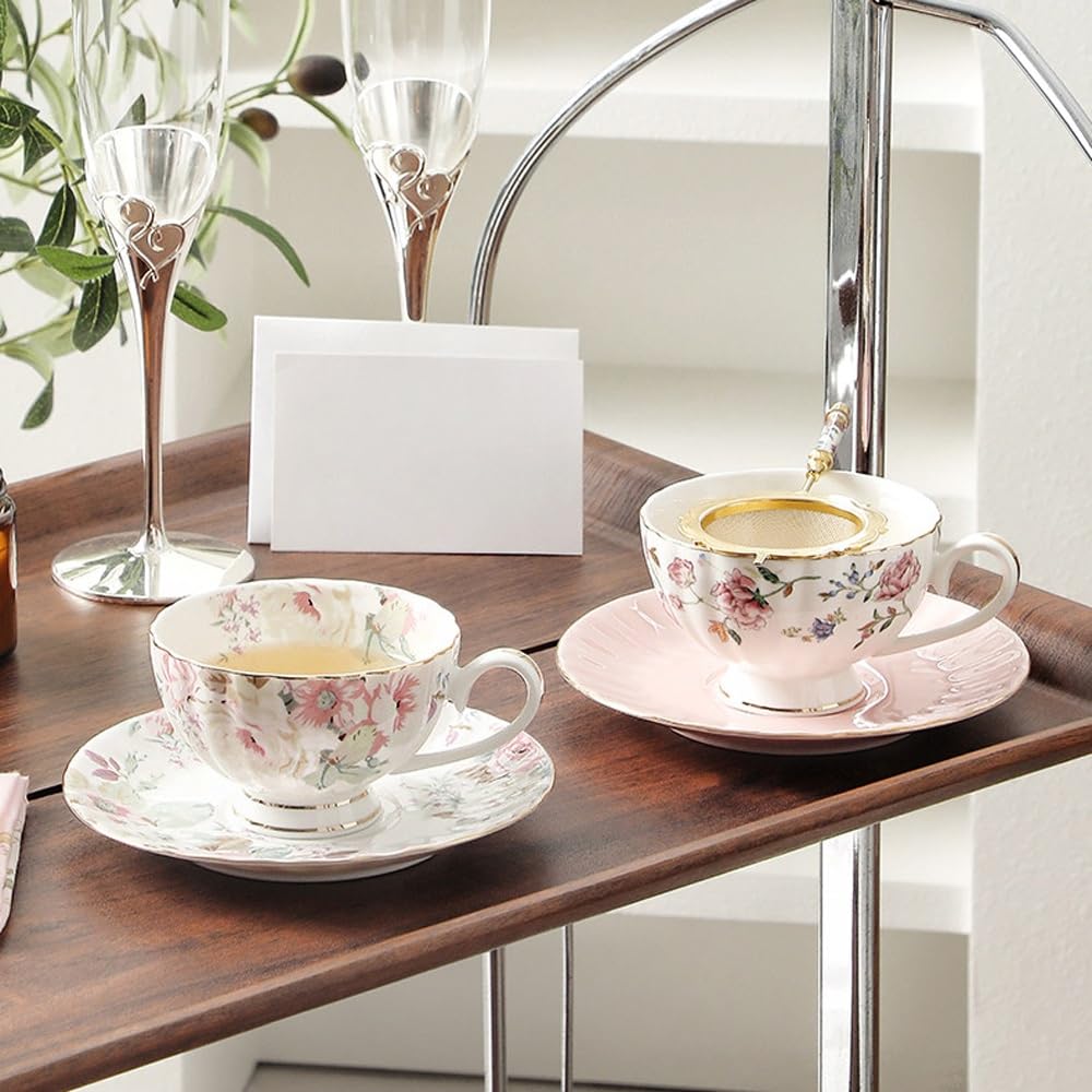 Zestaw 2 filiżanek do kawy, ceramiczna filiżanka do espresso ze spodkiem, kubki do kawy z uchwytem, ​​filiżanka do espresso, mleka, herbaty
