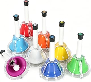 EASTROCK 8 Note Handbells Set, Diatonic Scale Hand Bells with Plastic Cover, for Church Choir, Wedding, Music Therapy，party