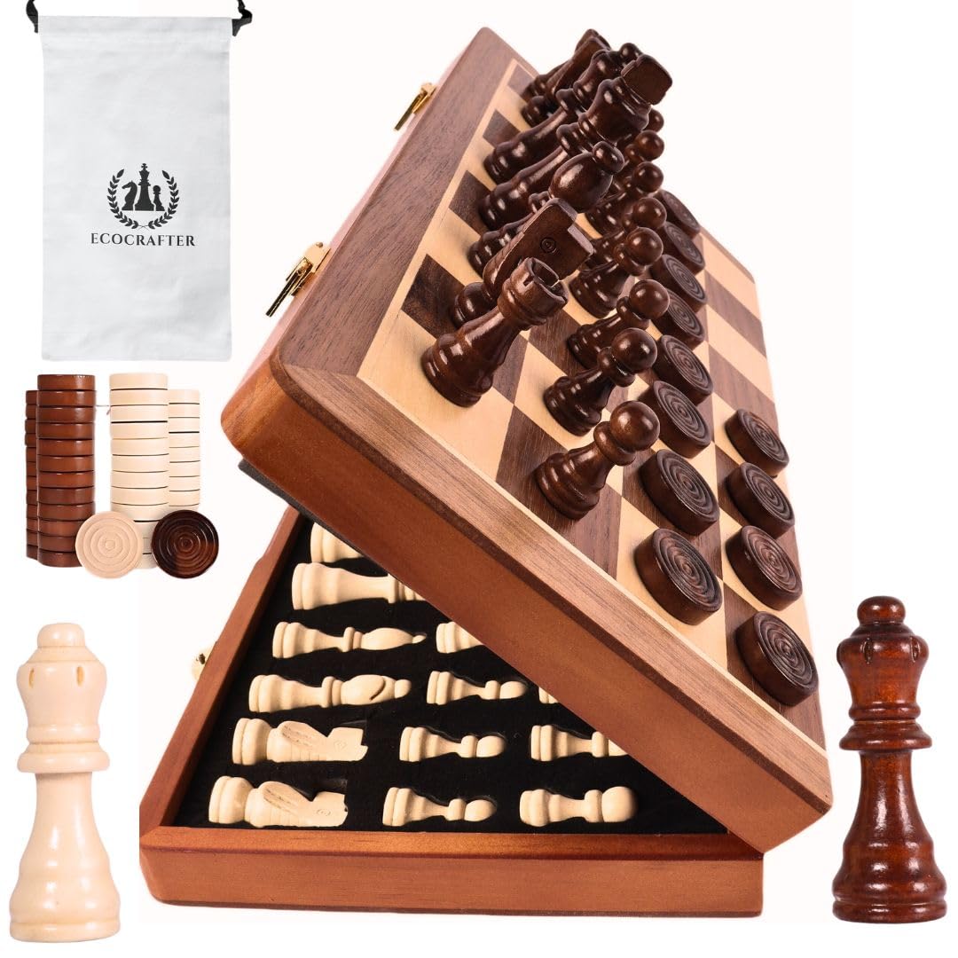 Amazon.com: ECOCRAFTER 15'' 2 in 1 Wooden Magnetic chess and