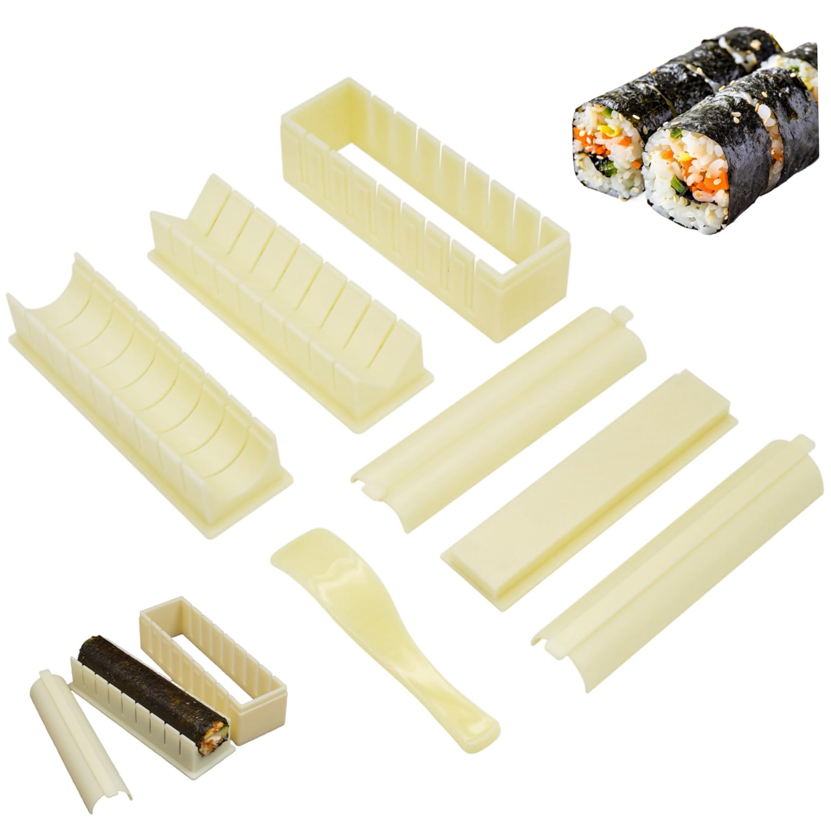 Kit de fabrication de sushi avec moule rond et carré en plastique