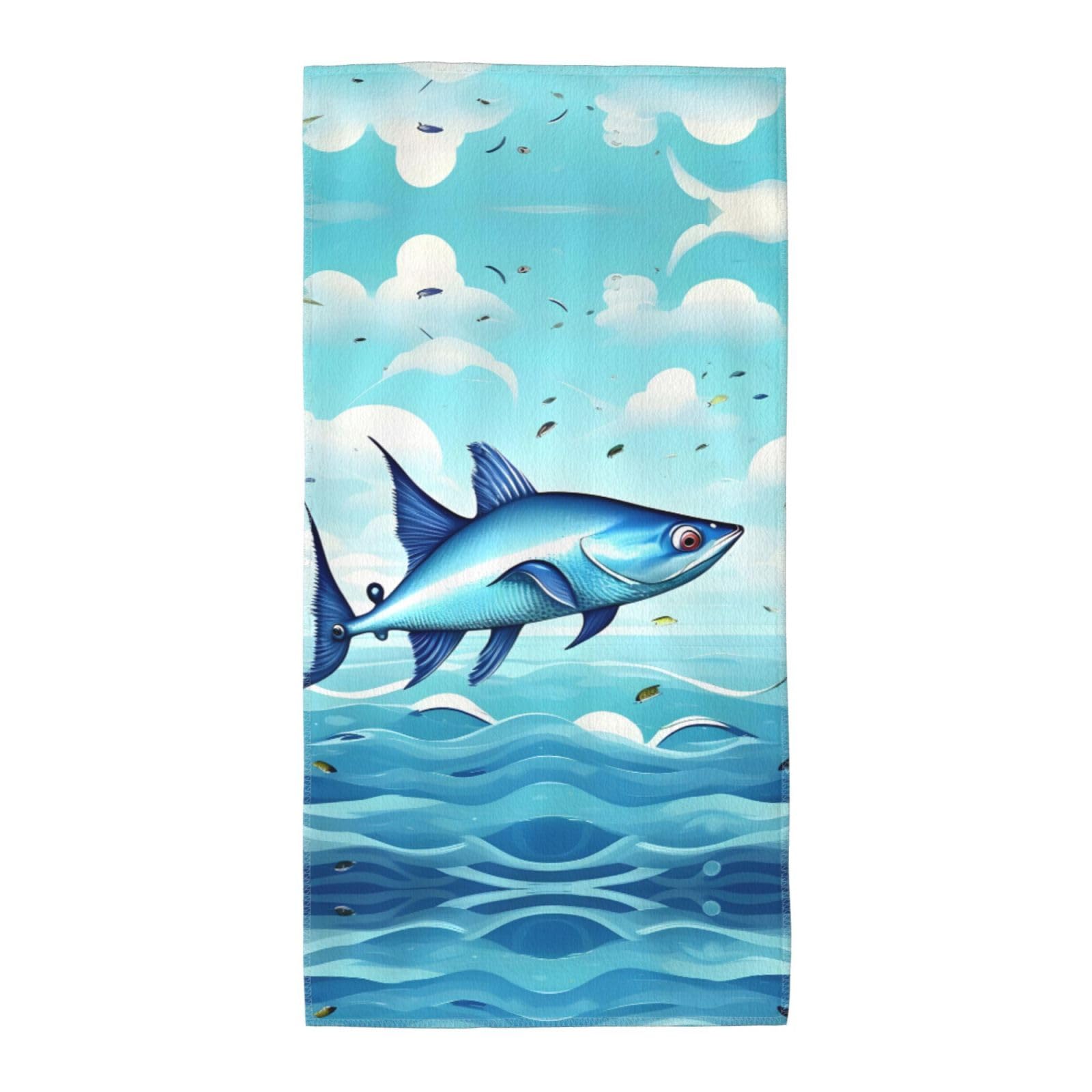 WYCZHY Flying Fish In The Oceans Printed Quick Dry Beach Towel For Camping Travel Vacation