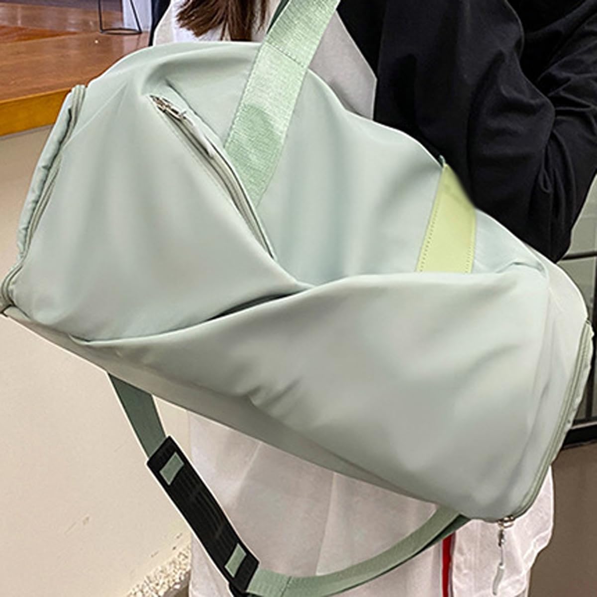 Borsa da Palestra, Borsone Sportivo Unisex con Scomparto per Scarpe e Tasche Bagnate Impermeabili, Borse da Viaggio per Il Fine Settimana per Nuoto Yoga (Verde)