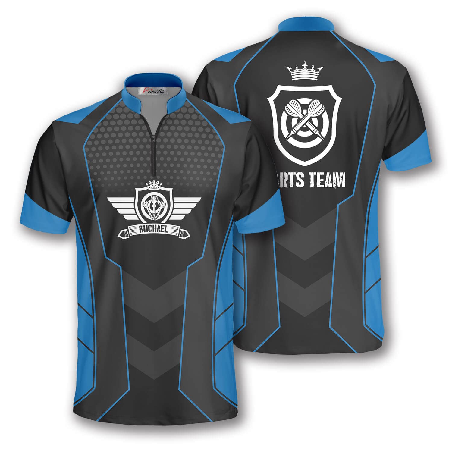 PRIMESTY Personalized Dart Jerseys for Men, Dye-Sublimated Custom Team Jerseys, Sash Collar, Size S-5XL