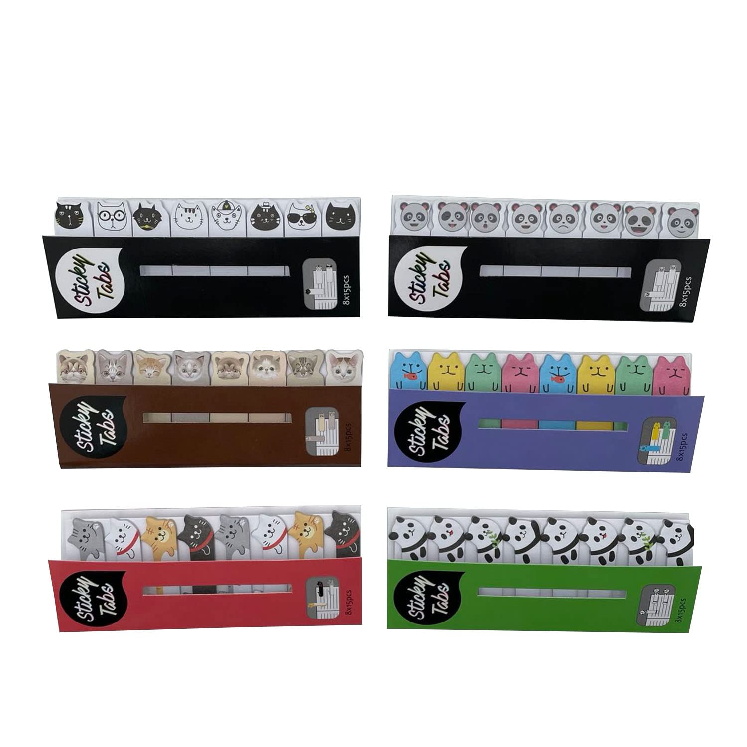 Nicepaper - Cute Mini Lovely Cats Bookmark Sticky Notes, Memo Pad Sticky Notes,720 Pages Colorful Darling Cat Group Marker Tabs, Mini Cute Animals