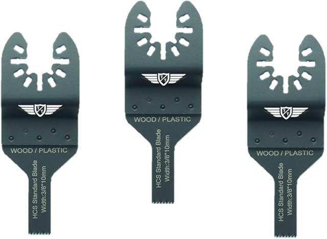 3 x 10mm TopsTools FA10F_3 Fast Fit Wood Cutting Blades Compatible with Dewalt Stanley Black and Decker Bosch Fein (Non-StarLock) Makita Milwaukee Parkside Ryobi Worx (Fast Change) Multi Tool