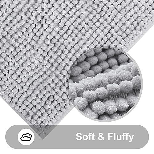smiry Non Slip Chenille Bath Mat, Extra Soft Bathroom Mat, Super Absorbent Fluffy Bath Mats for Bathroom, Machine-Washable Quick Dry Bath Rug Foot Mat, 40 x 60 cm, Grey - Image 4