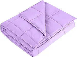 L'AGRATY Weighted Blanket - 60"x80", 15lbs Cooling Breathable Heavy Blanket with Glass Beads for Adult All-Season