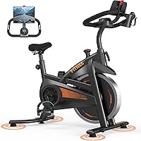 CURSOR FITNESS Stationary Exercise Bike: 300 lbs Capacity, Quiet Belt Drive, Adjustable Seat & Handlebar, Exclusive App for Home Workouts