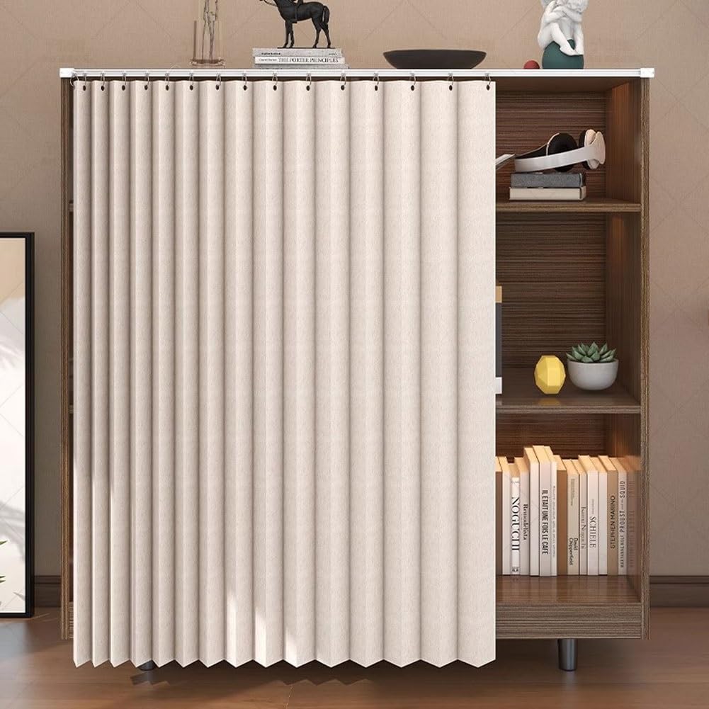 Tendina Sottolavello Cucina Adesiva, Tenda per Scaffale Antipolvere e Privacy, Tende a Soffietto per Porte Interne, Tendina Sottolavello, Mobile Lavatrice, Armadio(Beige,50x80cm)