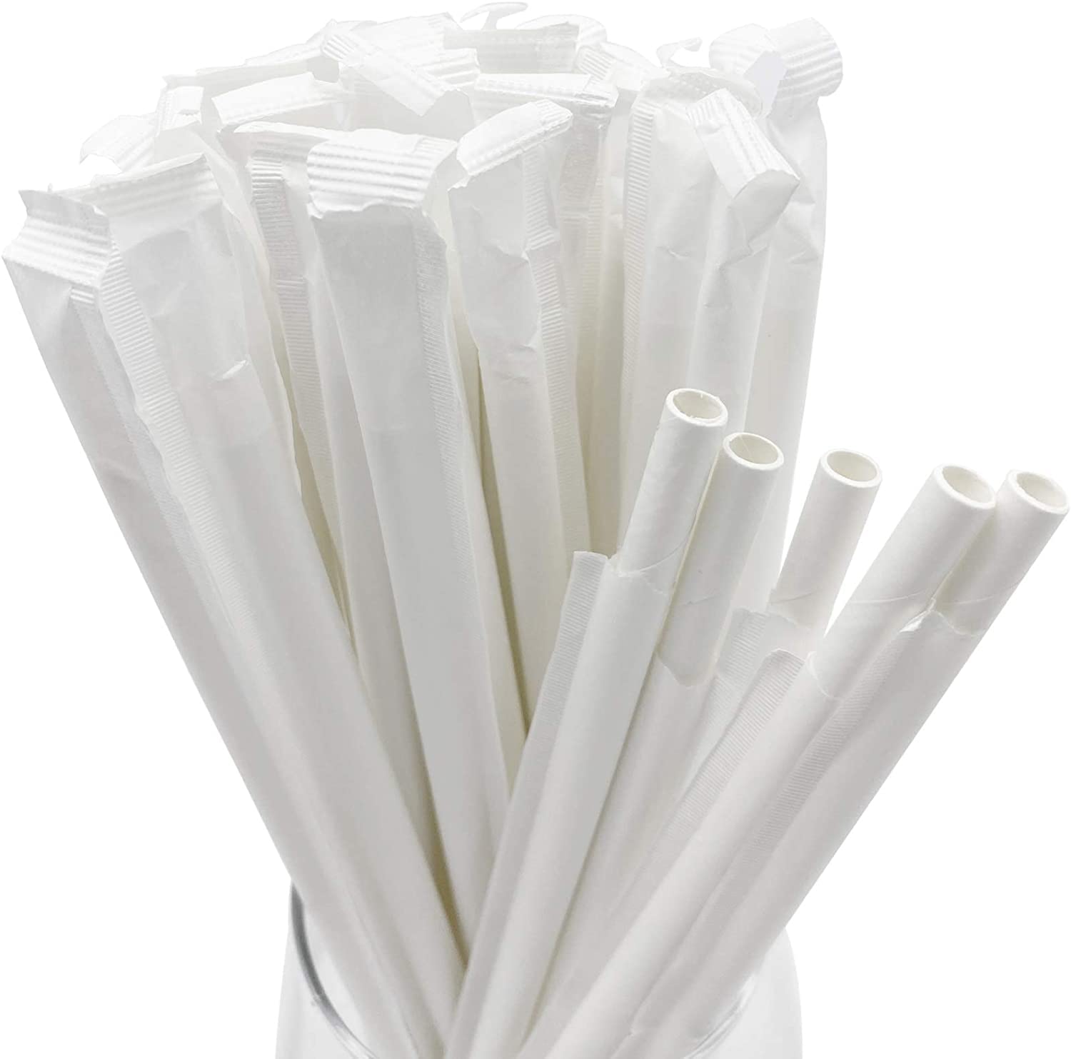 MS INTERNATIONAL - White Paper Straw | 6mm x 197mm, Pack of 100, Biodegradable, Sturdy, Eco-Friendly, Perfect for Juice and Smoothies