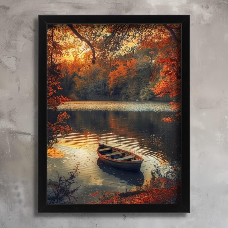 Calm Boat On The Lake Wall Art Prints for Living Room Picture Rustic Boat Print A4 Poster on Canvas   Inspirador Motivacional Arte de la pared Vida diaria Cita alentadoras frases cortas famosas palab
