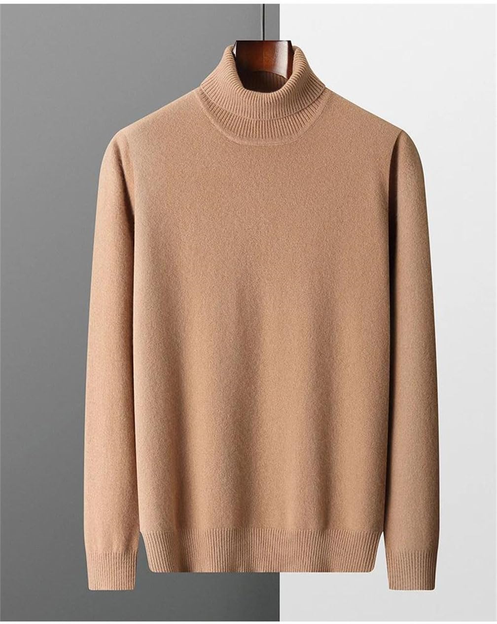 Suéter de cuello alto para hombre, ajuste delgado, casual, grueso, ajustado, cálido, casual, grueso