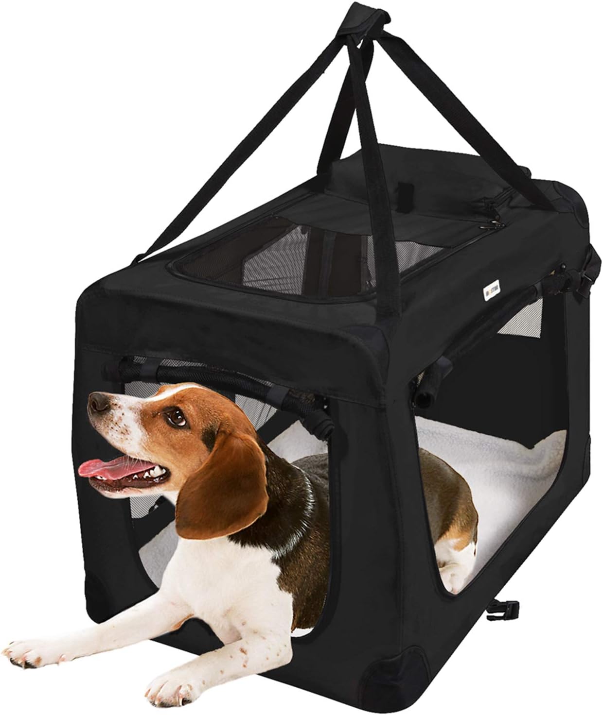 MC Star Dog Pet Puppy Fabric Portable Carrier Foldable Kennel Crate Bag,Cage, Extra Large,82 X 58 X 58cm, Black