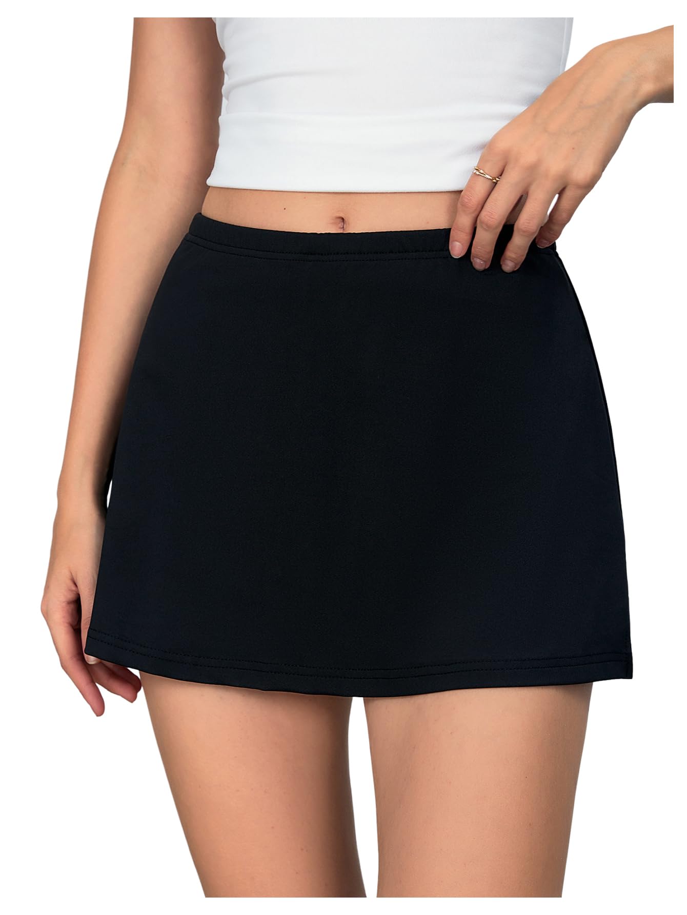 MakeMeChicWomen's Mini Skirt with Shorts Aline Micro Skort Y2K Short Skirt