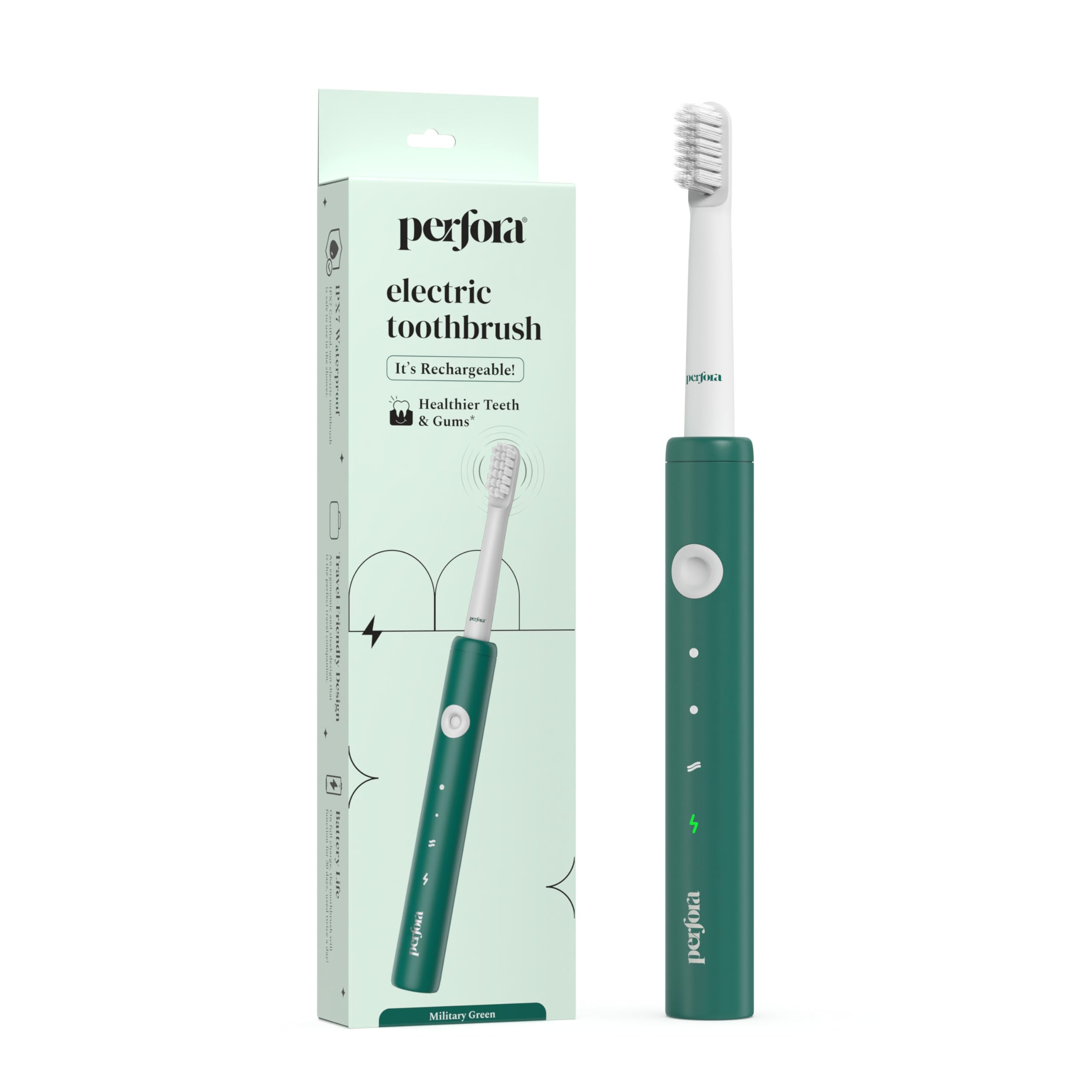 See full amazon price history chart for Perfora Rechargeable Electric Toothbrush | 1 Brush Head | 30,000 Vibrations | 3 Modes | 1 Year Warranty | Electric Brush, Electric Toothbrush For Men, Women & Kids | Military Green Perfora Rechargeable Electric Toothbrush | 1 Brush Head | 30,000 Vibrations | 3 Modes | 1 Year Warranty | Electric Brush, Electric Toothbrush For Men, Women & Kids | Military Green (B0CTQXB8SV) Amazon Price History, Amazon Price Tracker