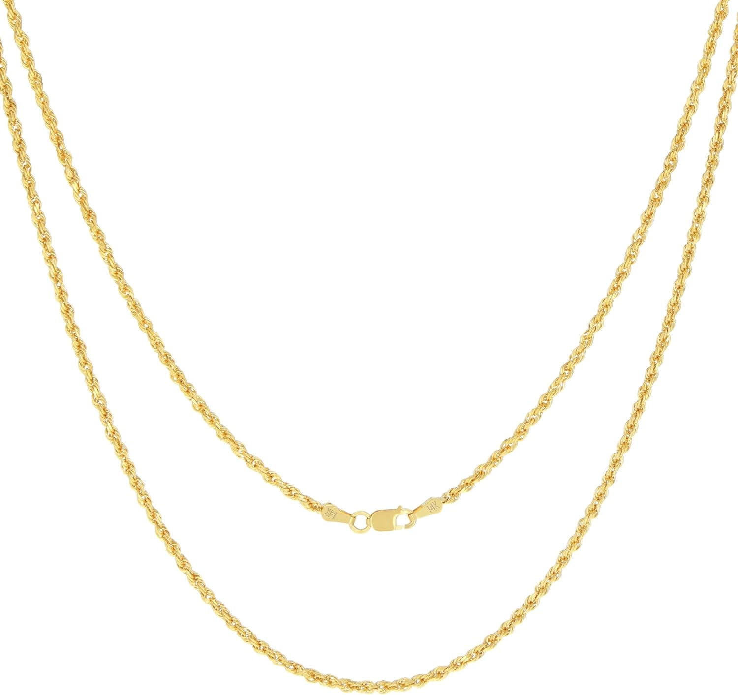 Nuragold 14k Real Yellow Gold 2mm Solid Rope Chain Diamond Cut Necklace (16"-30") Italian Jewelry for Men & Women - Image 8