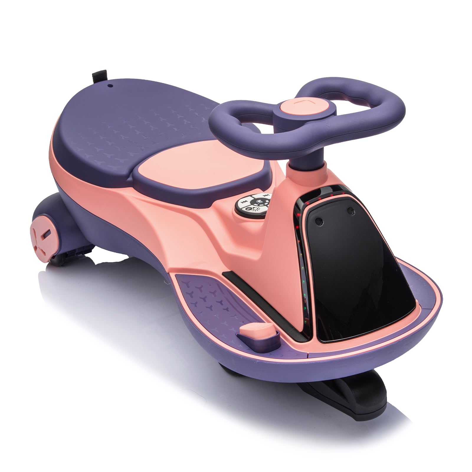 CoolGrows 12V 2-in-1 Electric Wiggle Car w/Bluetooth & Lights, Dual 75W motors, 2 speeds, anti-tip chassis, 2-seater, Bluetooth music, LED lights, quick assemble, for ages 3-5, Pink&Purple
