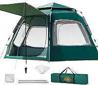 Barraca De Camping Automática Rápida Acomoda 6-8 Pessoas Com Varanda, 280x280x160cm