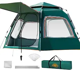 Barraca De Camping Automática Rápida Acomoda 6-8 Pessoas Com Varanda, 280x280x160cm