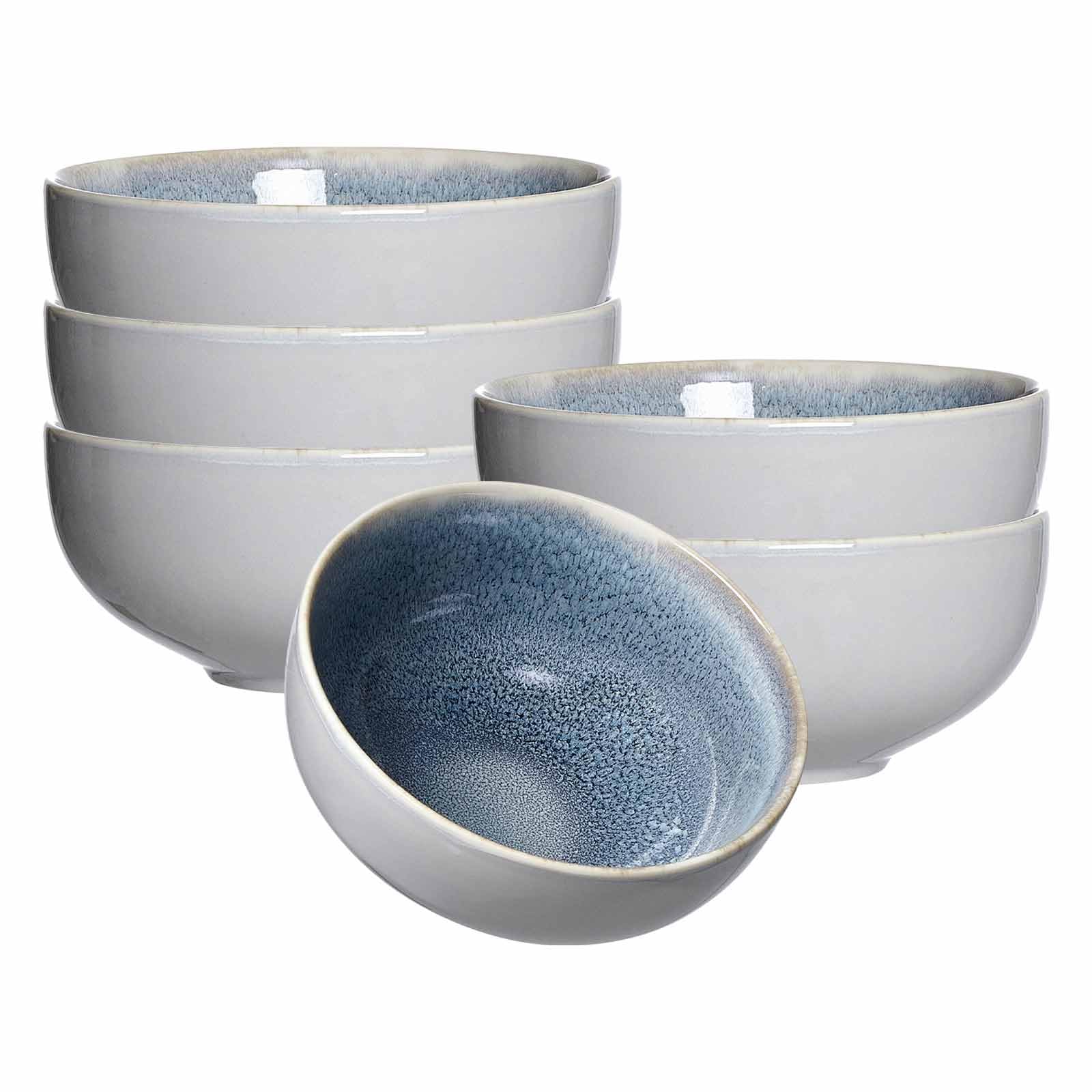 Ritzenhoff & Breker Skagen Stone Müslischalen 6er Set | Runde Schalen Ø 15 cm | Porzellan-Geschirr mit Reaktivglasur |Spülmaschinen- & Mikrowellenfest | Steingrau