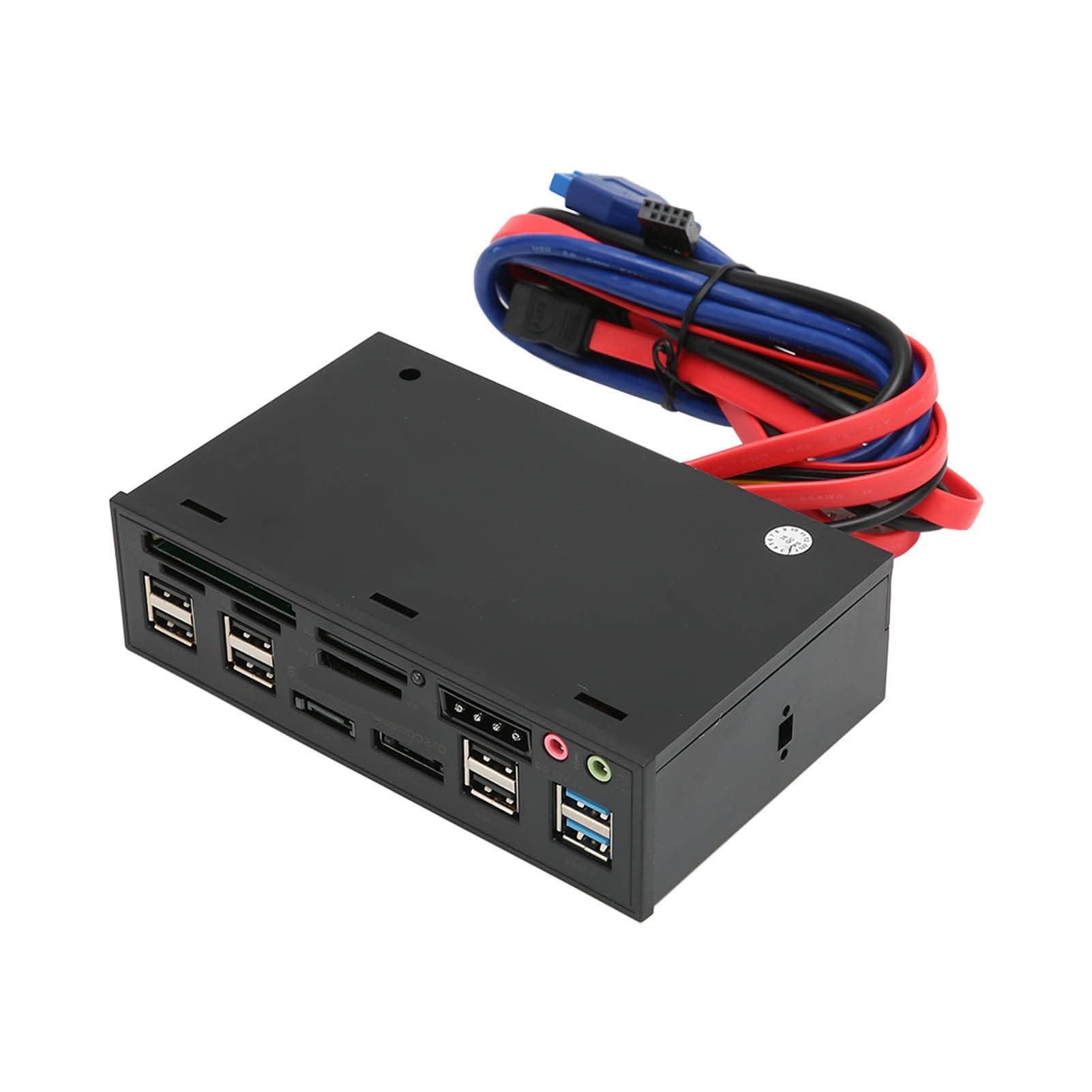 Dpofirs 5,25-Zoll-PC-Multifunktions-Dashboard-Medien-Frontblende, mit Dual USB 3.0, SATA E-SATA, 6 USB 2.0-Anschlüssen, Audioanschlüssen, Unterstützung für M2 TF MMC MS CF-Medien-Frontblende