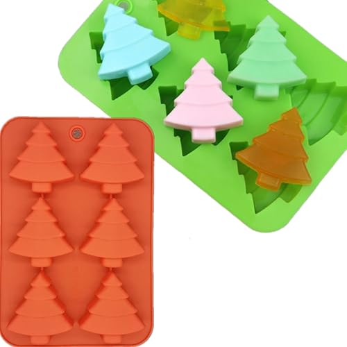 Miniatura 5 de Paquete de 3 moldes de silicona para árbol de Navidad, 6 bandejas para hornear dulces de vacaciones, dulces, gomitas, chocolates, gelatina, jabón,