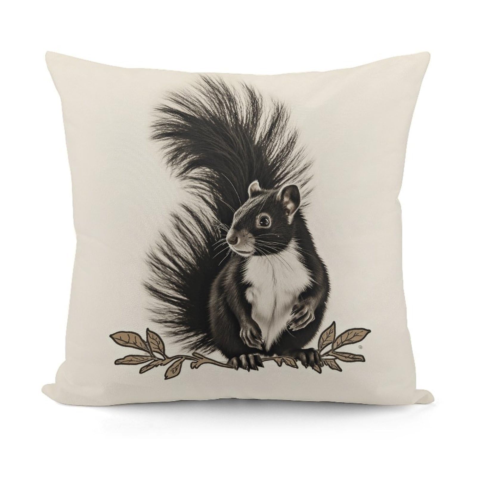 VstaDank Decorative Skunk Throw Pillow Covers Luxury Soft Pillowcases Fluffy Plush Accent Pillow Cases Personalized Square Lumbar Pillows Shells for All Seasons 18" X 18"