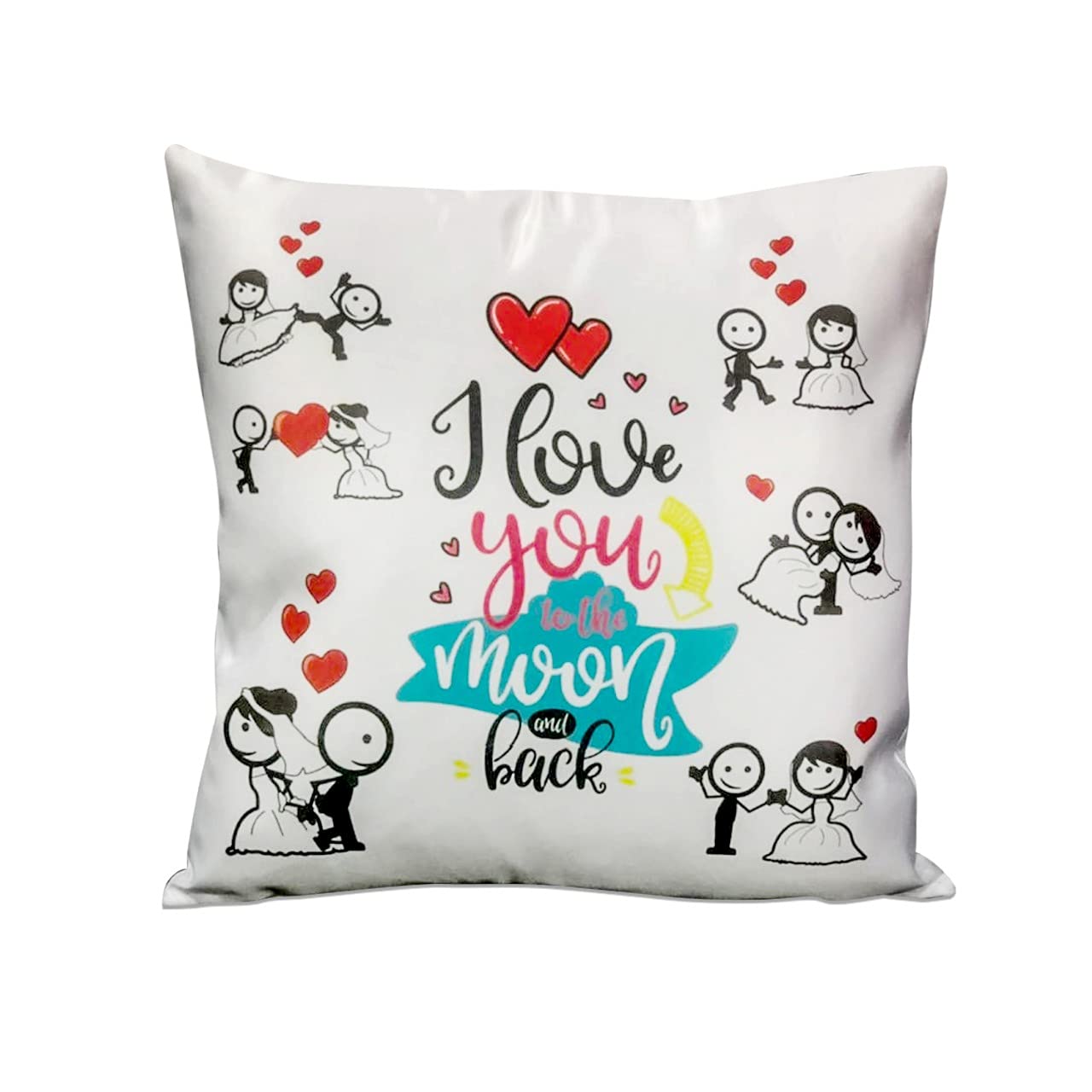 AMC Design White Decorative Pillow 40 x 40 Cms with I Love You Quote