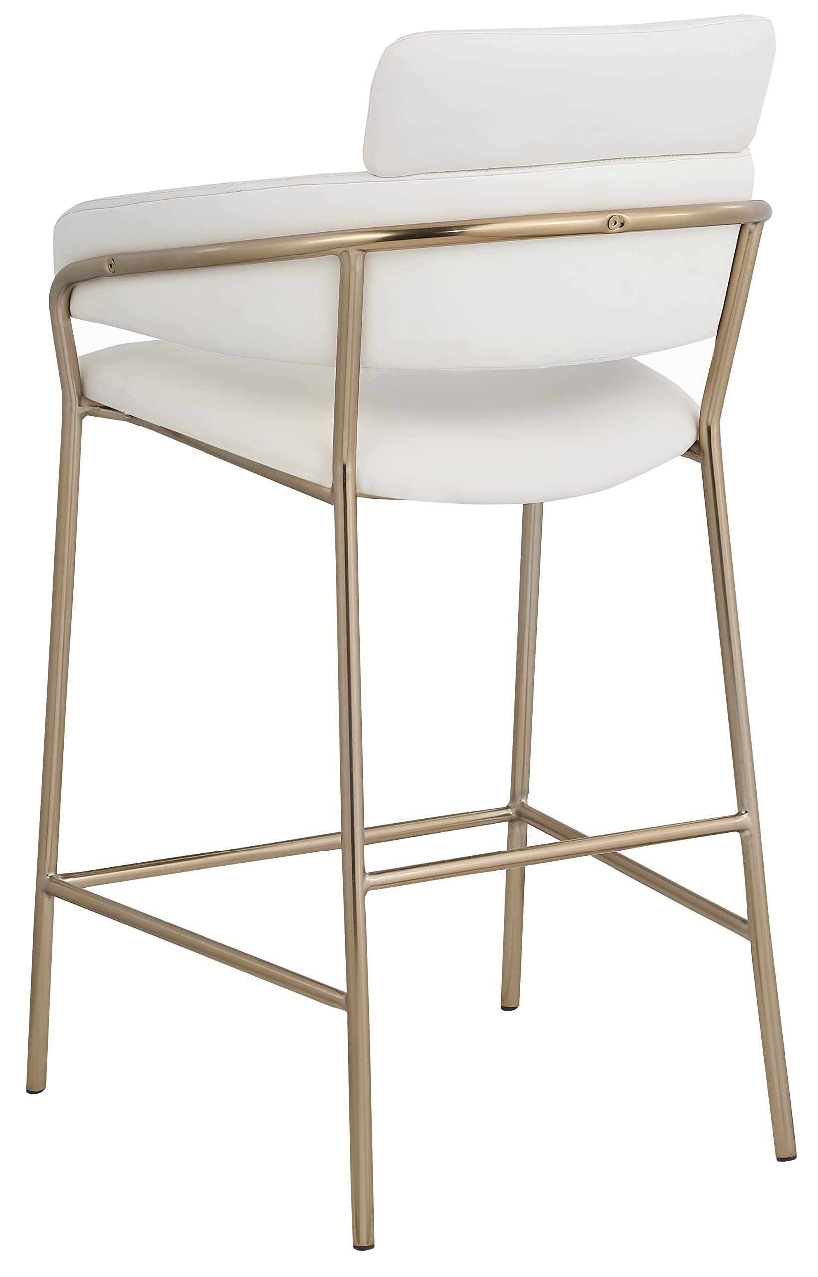 Meridian Furniture 550Cream-C Yara Collection Modern | Contemporary Faux Leather Upholstered Counter Stool with Brushed Brass Metal Frame, 21.5" W x 20.5" D x 41" H, Cream