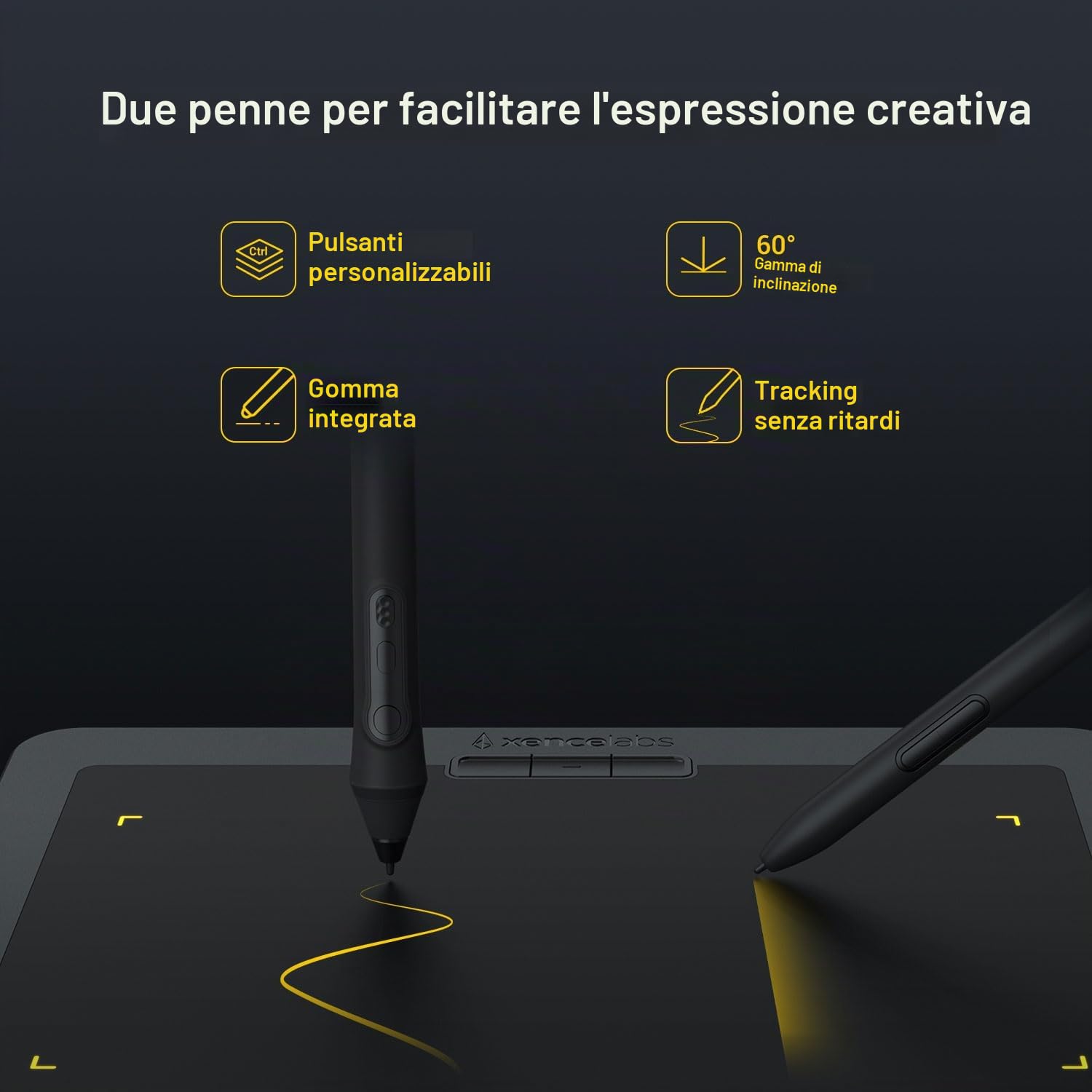 Xencelabs Pen Tablet Small Tavoletta Grafica Professionale con 2 Penne senza Batteria 8 pollici Professionale Rapporto 16:9 Tavola Grafica per Windows-ARM/Windows/Mac/Linux