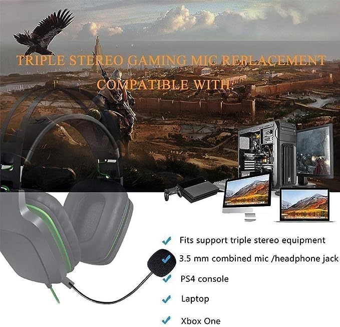 Image of Jowxsx Black Headset Microphone Adjustable 360 Degrees Bendable Jack Headphone Controller Z5a5 Combined 3.5mm Game Gaming Mic to Mic PC Game Headsets