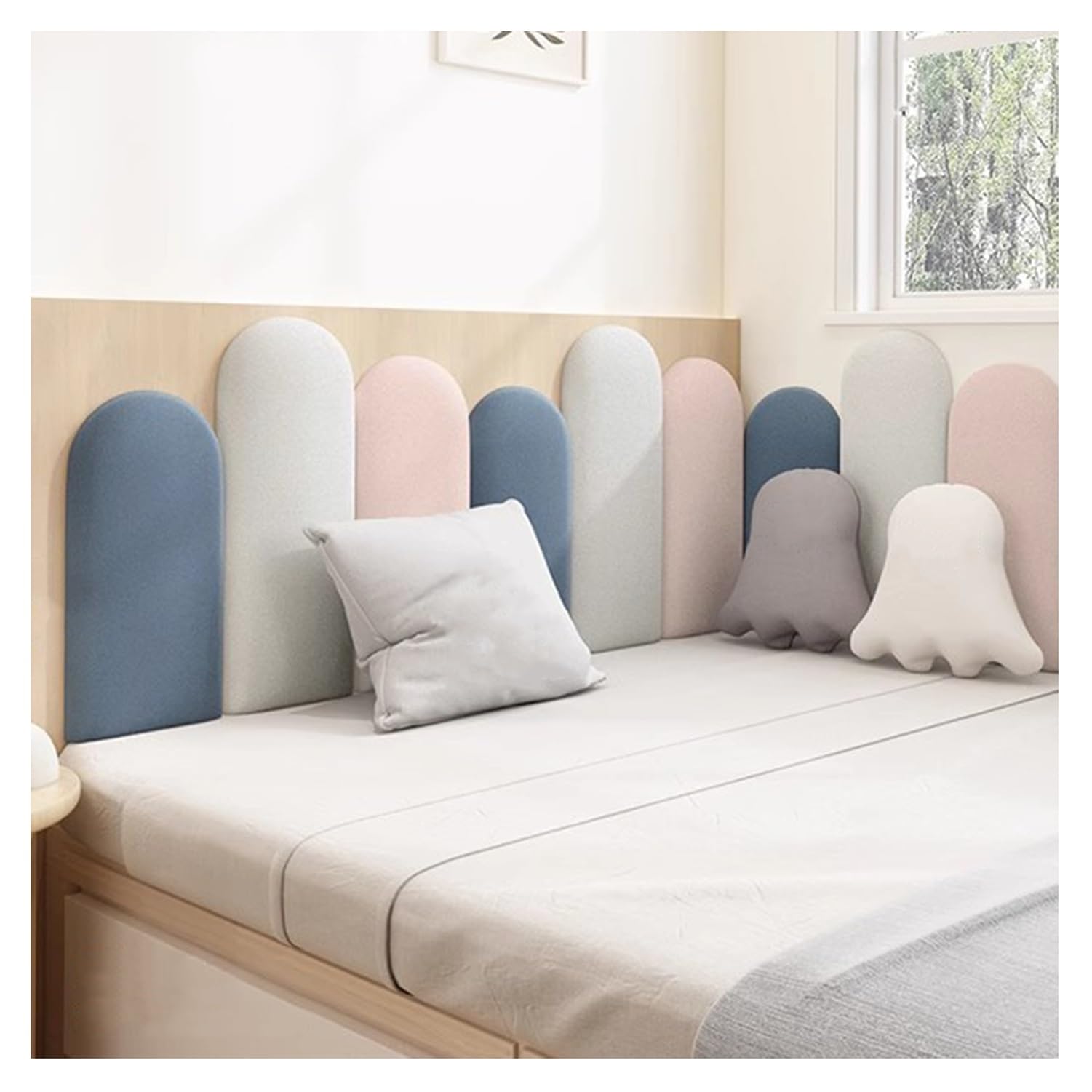 NURUGURE Peel and Stick Wall Panels Upholstered Cushioned Foam Backing Easy Install for Headboard Playroom Kids Room