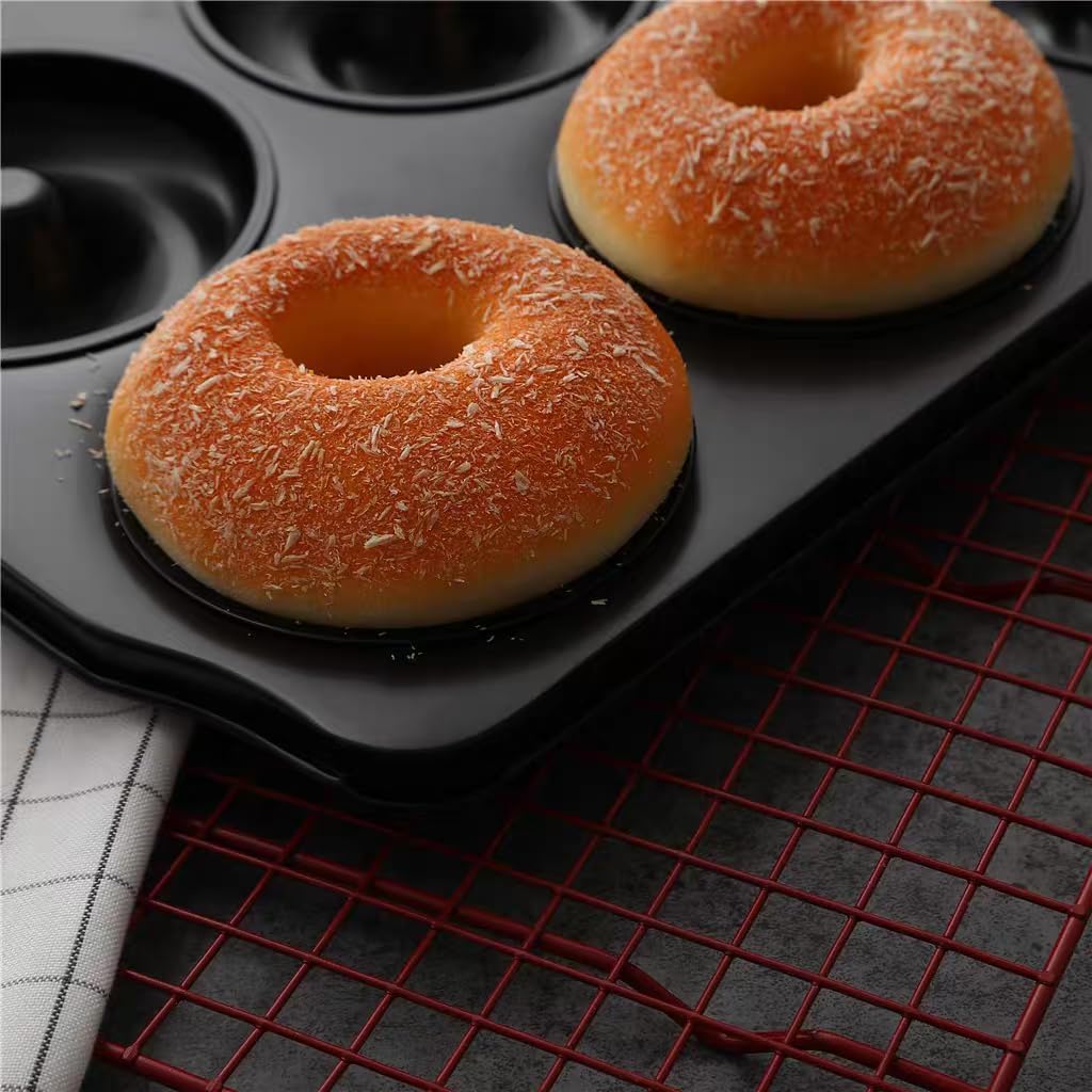2 Pack 6-Cavity Nonstick Donut Pan Baking Ring Doughnut Pans for Bread Muffin Baking Pastries Cookies Bagel 8.8 x13.8 Inch
