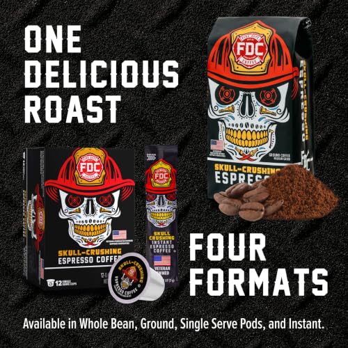 Image of Fire Department Coffee Skull-Crushing Espresso Ground Coffee - 12 Ounce (Pack of 6)