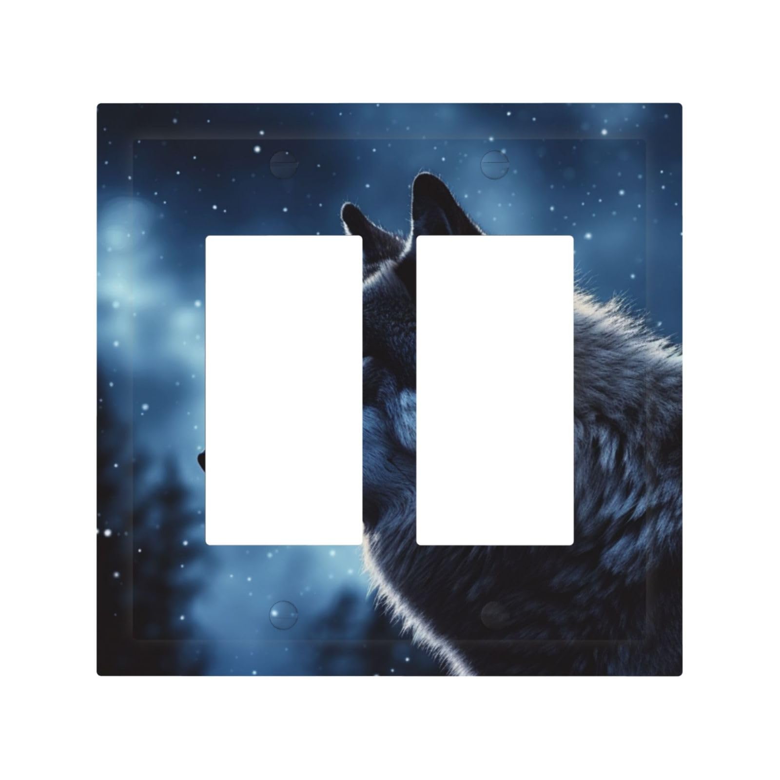 2-Gang Decorator Wall Plate lonely wolf Light Switch Cover Double Toggle Receptacle Wall Plate Mid Size 4.9" x 5" Wallplate Unbreakable Polycarbonate Outlet Faceplates Covers