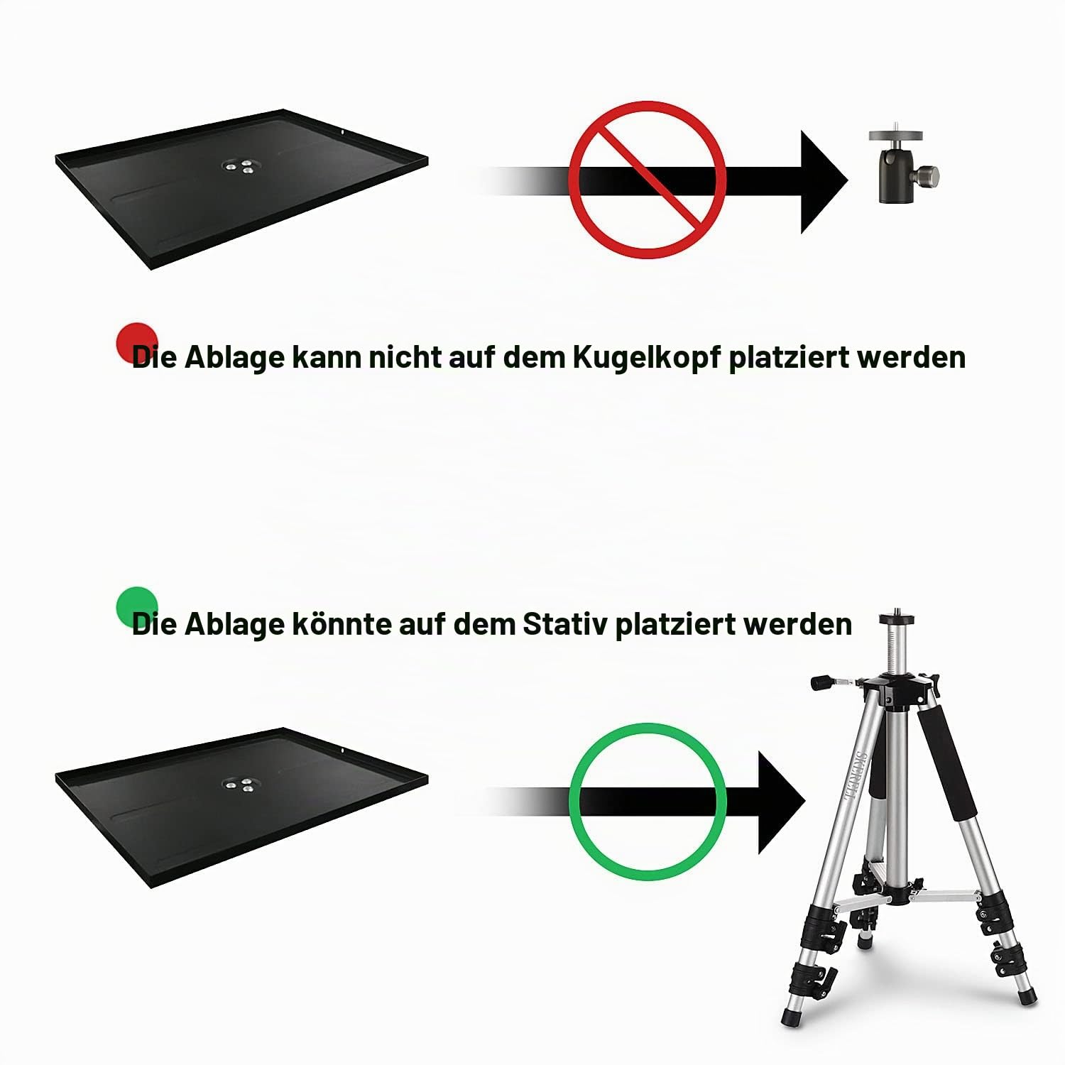 SKERELL Beamer Ständer Multifunktionaler Bodenständer für Projektor Laptop Kamera, Tragbarer Aluminium verstellbar Höhe 18-48 Zoll, mit Platte Kugelkopf Tragetasche, 33LB Silber