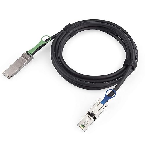 Miniatura 4 de ipolex QSFP (SFF-8436) a MiniSAS SFF-8088 DDR Hybrid SAS Cable para Netapp, Pasivo, Hasta 10 Gbps, 100 Ohm, 6.6 ft (6.5 pies)
