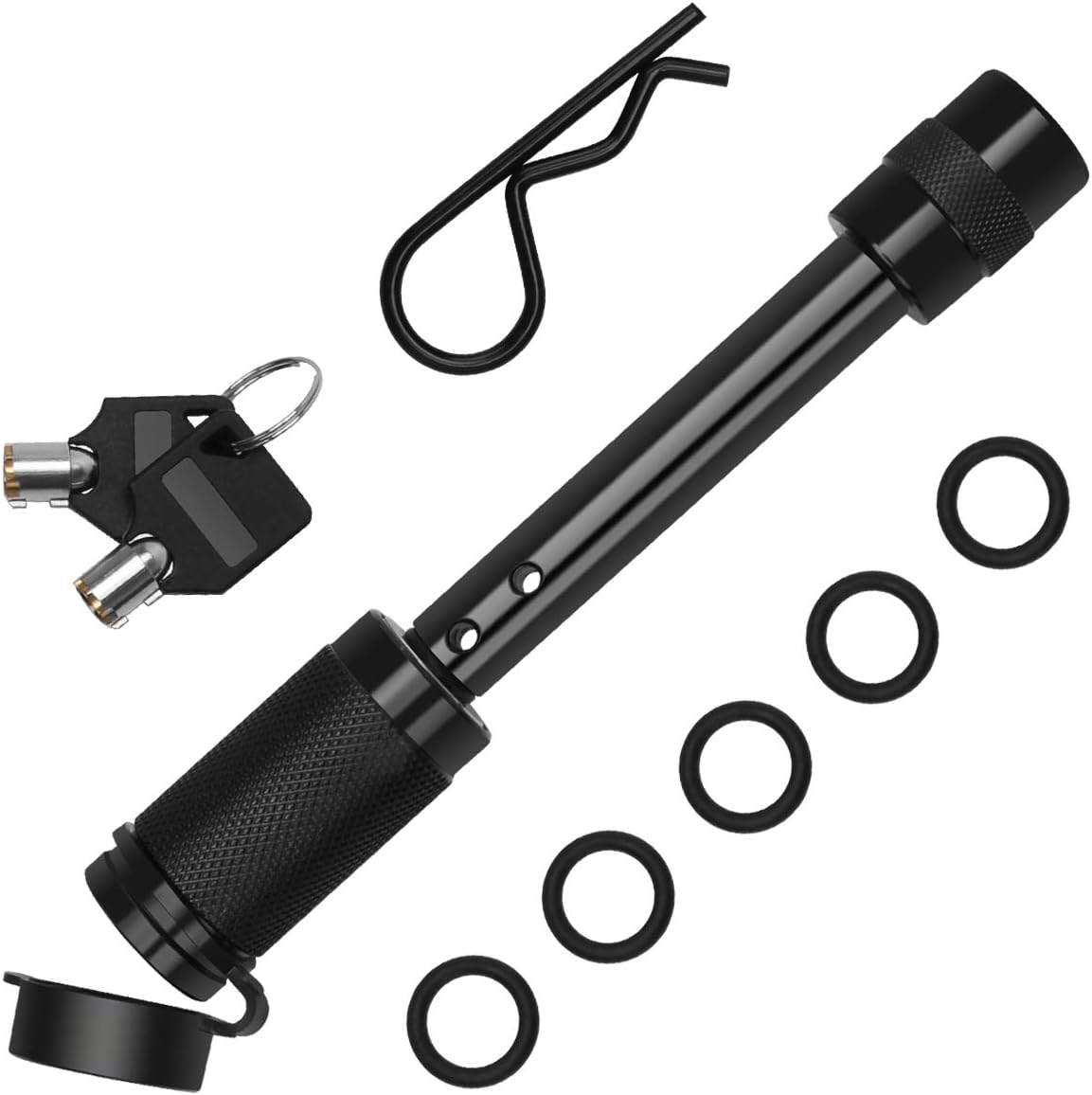 Coitak Trailer Hitch Lock Pin Set, 5/8" Black Tow Hitch Receiver Lock with Anti-Rattle, Extra-Long Locking Hitch Pin with Heavy Duty (5/8" Hitch Lock)