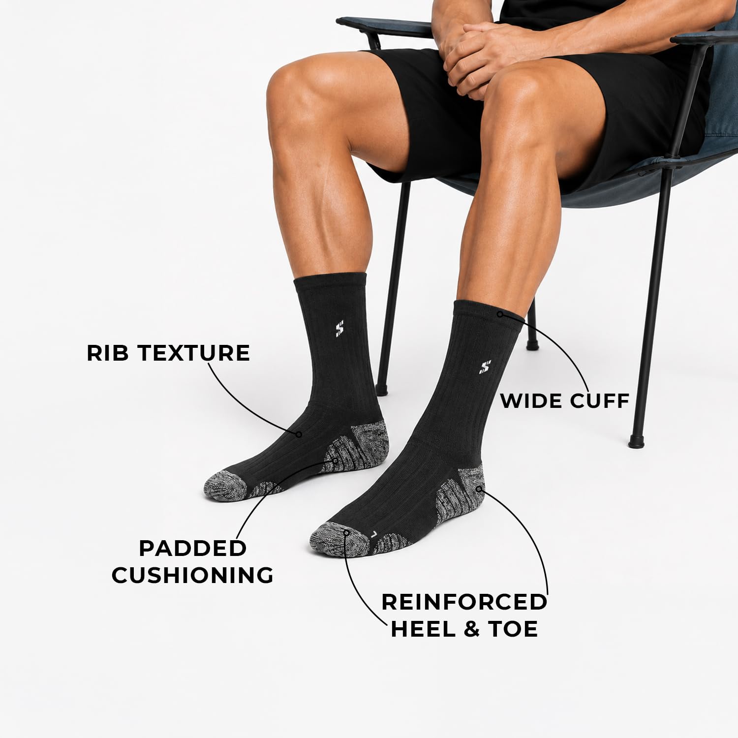 Supersox Calf Length Sports Socks for Man | Cotton Rich Breathable Fabric | Moisture Absorbant & Odour Resistant | Thick Cushioned Sole for Comfort | Running, Gym & Sports Wear | Pack of 3 3