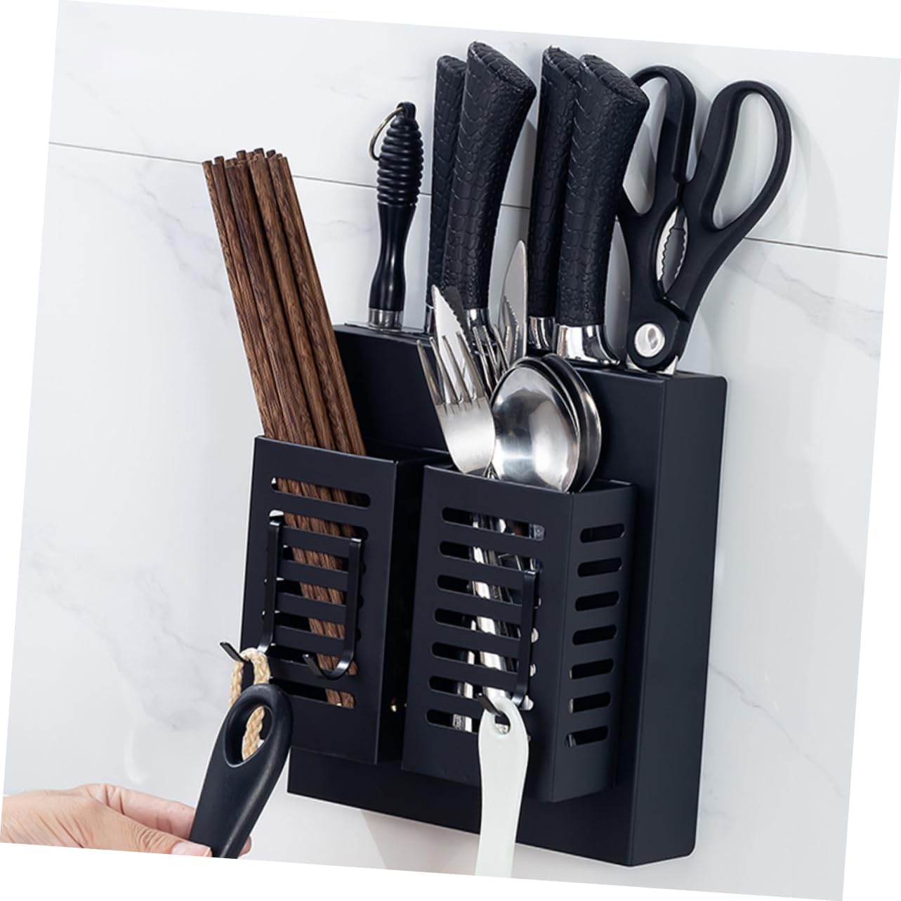 BESTOYARD Metal Organizer Shelf Cutting Board Storage Rack Metal Storage Shelf Metal Storage Rack Kitchen Shelf Cutlery Storage Holder Hook Kitchen Utensil Shelf Kitchen Utensils Kitchenware, Black