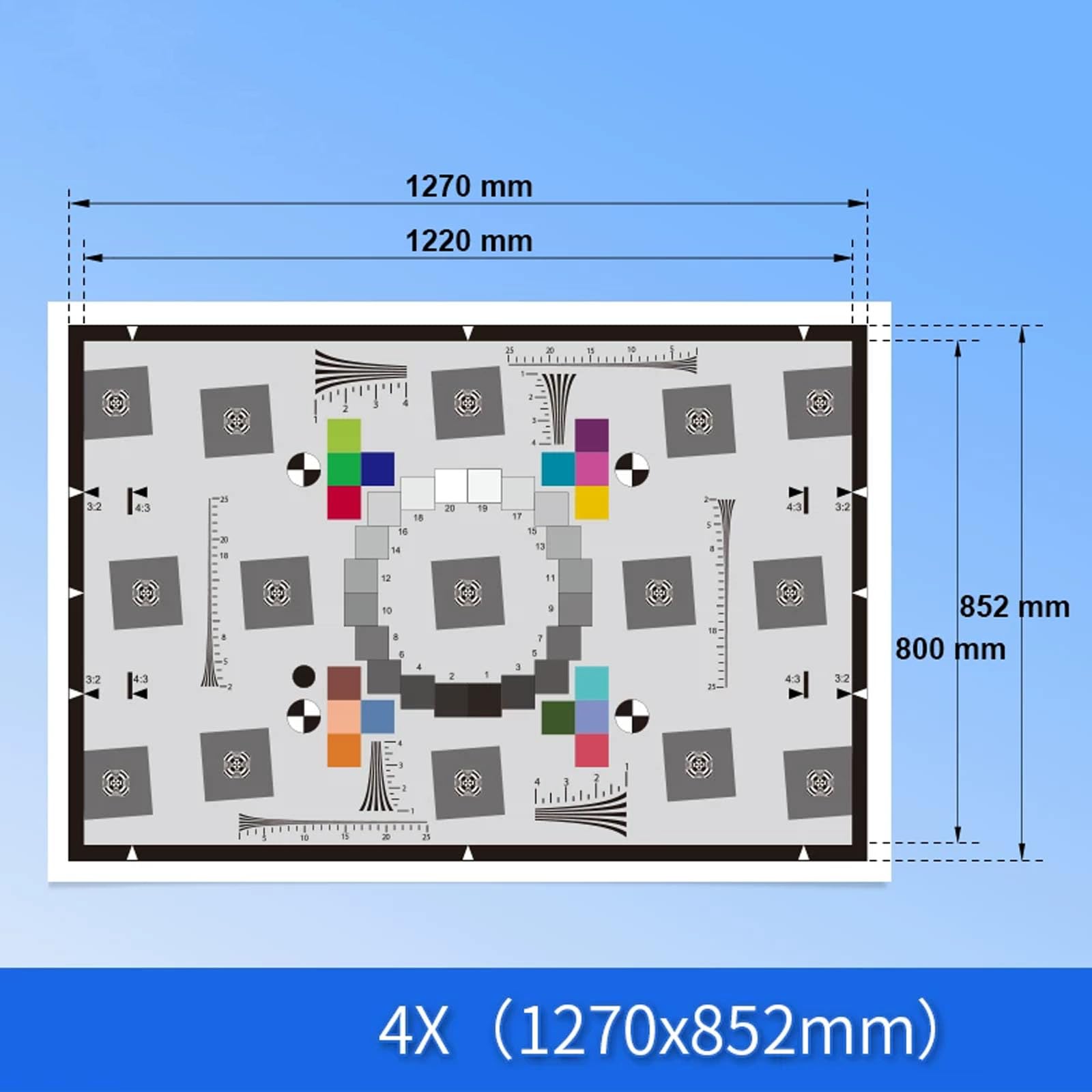Carta De Prueba De Resolución Profesional, Tarjeta De Prueba De Calibración De Color, Grosor De 0,25 Mm Y Precisión De ±5 Μm, Mejora La Claridad Y El 1270 mm × 852 mm