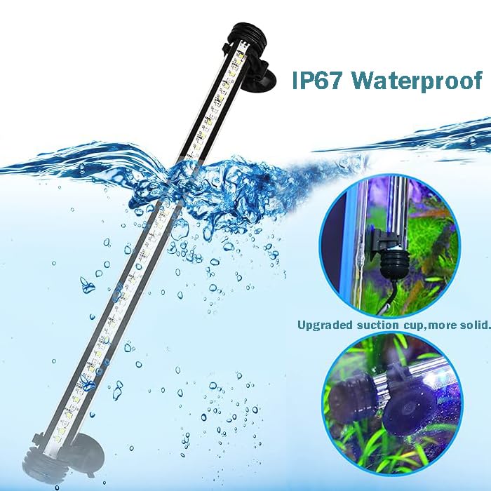 Image of Submersible Aquarium Light Underwater Fish Tank Light with Timer Auto On /Off, LED Aquarium Light Bar 3 Light Modes Dimmer Adjustable Brightness,15.3inch (with Timer&dimmer)