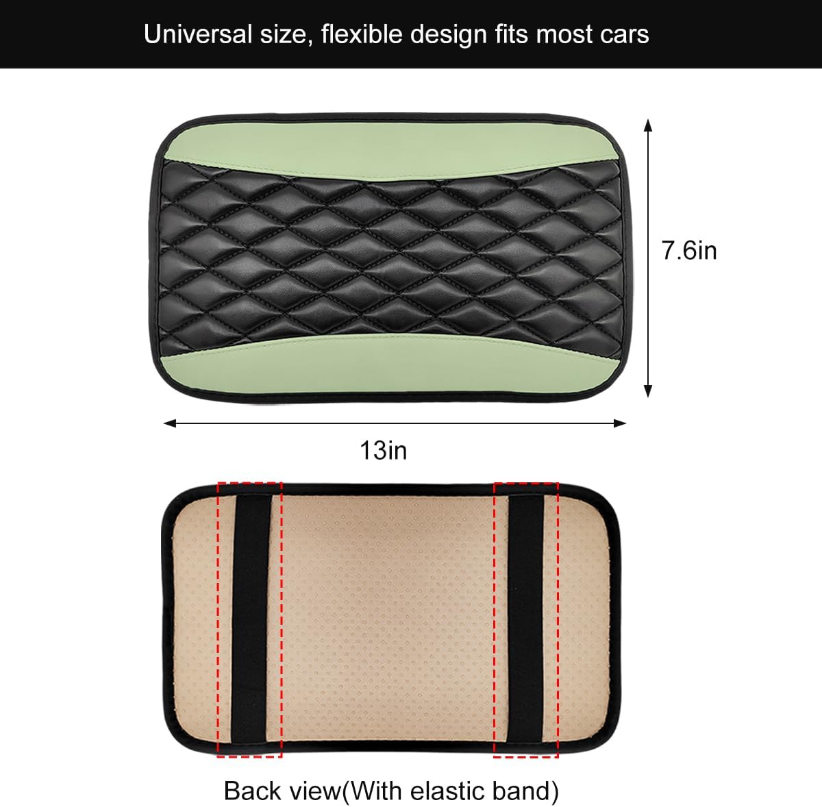 KVAEY Car Center Console Cushion Pad, 12.6 × 7.48 Inches Waterproof Car Armrest Seat Box Cover, PU Leather Armrest Cover Protector for Most Vehicle, Universal Car Interior Accessories (Green) image 2