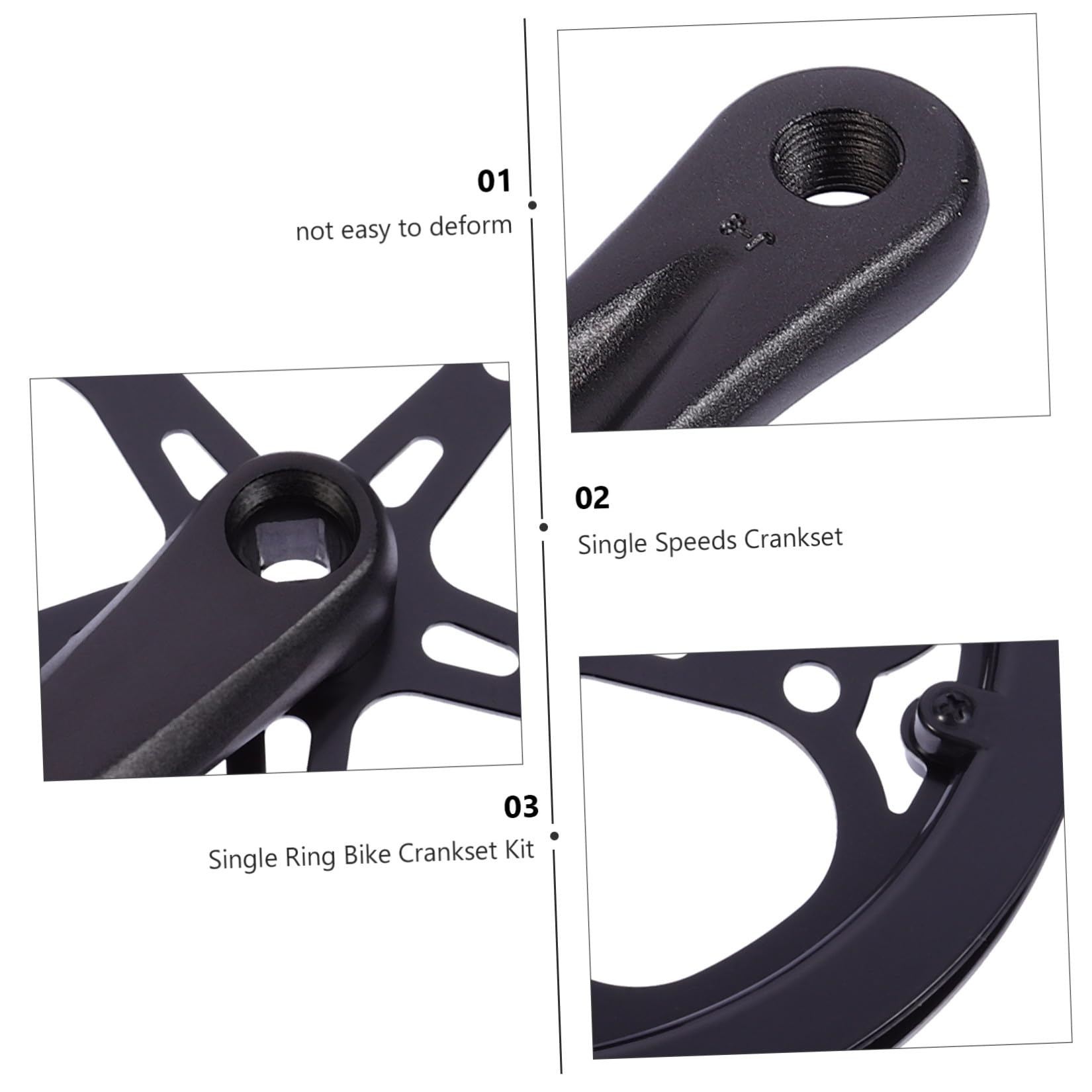 Guarnitura per Bici a velocità Singola Corona Singola 52 Denti Pedivella in Ferro 170 MM Resistente Accessori di Ricambio per Mountain Bike e Bici da Pista