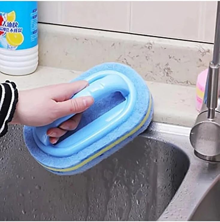 Dayanıklı Sünger Fırça 3 Katlı Lavabo Mutfak Banyo Bulaşık Yıkama Fırçası 3 Katlı Fırça