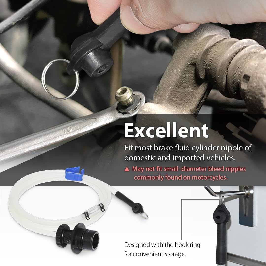 FIRSTINFO A1106G Automotive Brake Bleeding Hose, 2 Meters (78.7 inches) with One Way Check Valve and Oil Stopper Valve for FIRSTINFO 6.5L, 9L, 10.5L, 15L Oil Extractors
