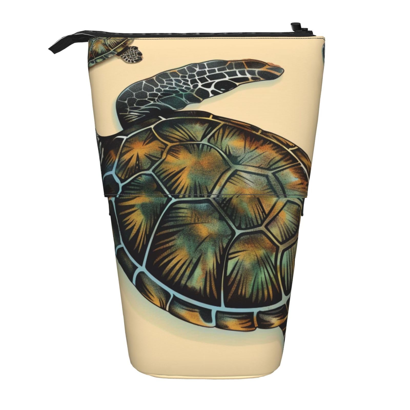 JKSEEPYN Telescopic Pencil Case Pen Bag, Sea Turtle Prints Cute Pencil Organizer, Portable Pencil Bag for School Office Travel