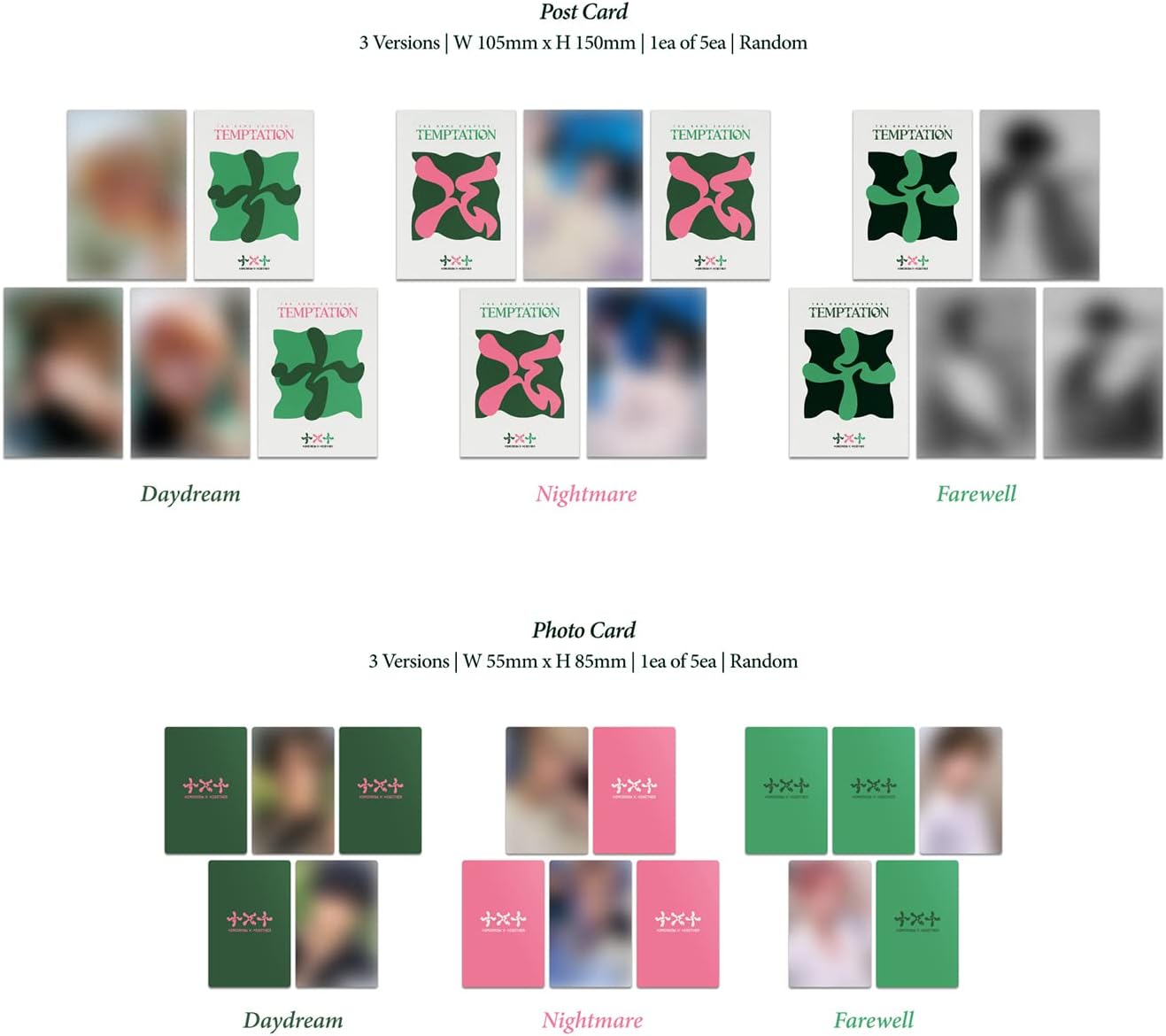 TXT - [The Name Chapter : Temptation] (Farewell Ver.) Photo Book + Lyric Book + CD + Sticker Pack + Bookmark + Post Card + Photo Card + Poster + 1 Pocket Hand Mirror + 4 Extra Photocards