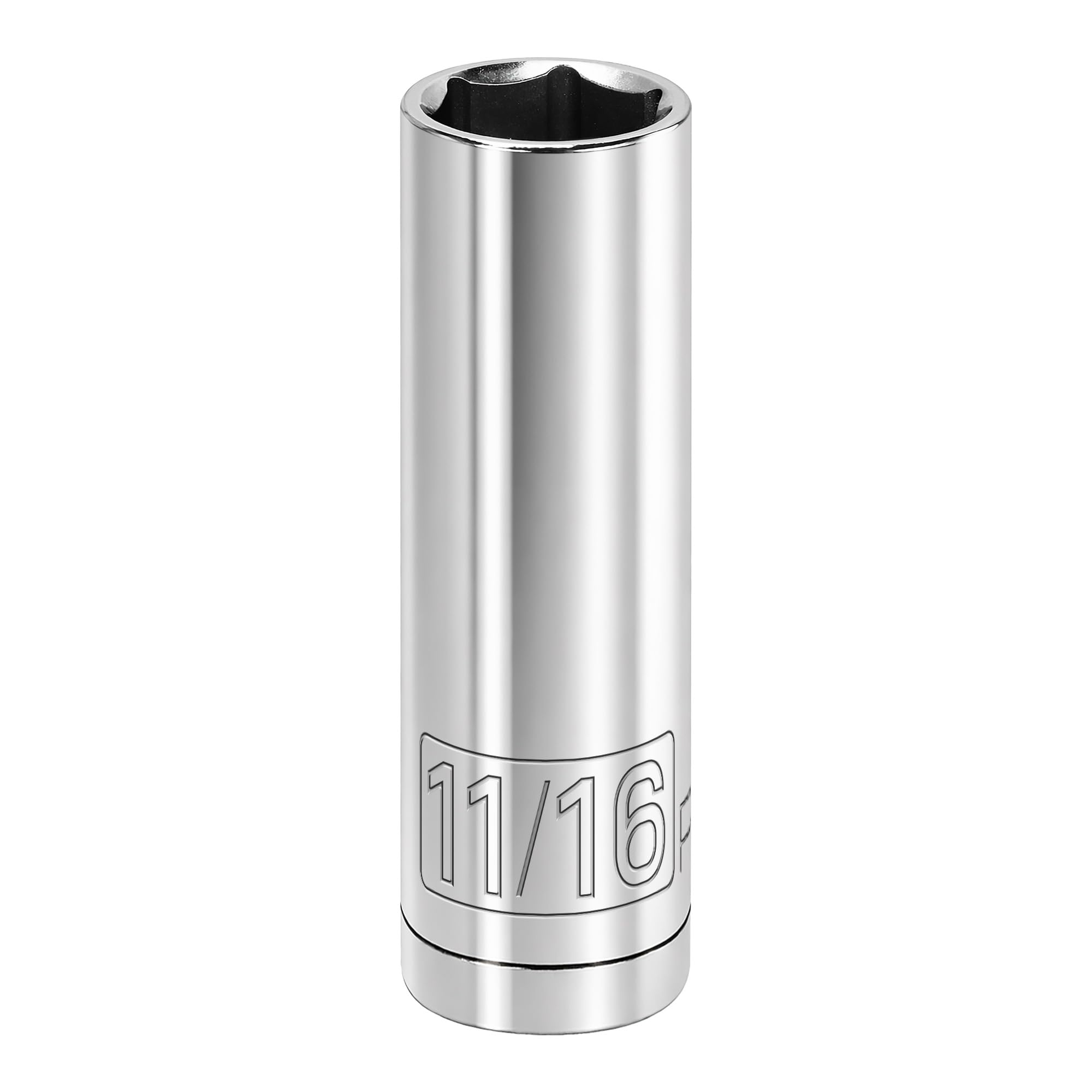 Powerbuilt 1/2 Inch Drive x 1/16 Inch SAE Deep Socket, 6 Point, Chrome-Vanadium made, Size Marking - 642202